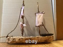 Handmade wooden boat model