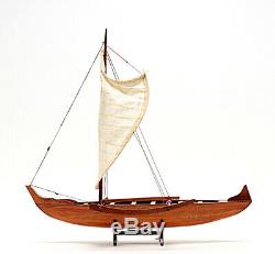 Hawaiian DISPLAY SAILBOAT 25 Outrigger Canoe Boat Wood Model Collectible Decor