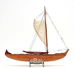 Hawaiian Outrigger Canoe Wooden Model 25 Waikiki Traditional Sailing Boat New