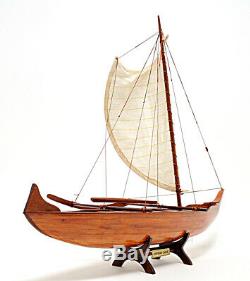 Hawaiian Outrigger Canoe Wooden Model 25 Waikiki Traditional Sailing Boat New