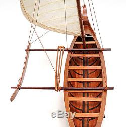 Hawaiian Outrigger Canoe Wooden Model 25 Waikiki Traditional Sailing Boat New