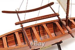 Hawaiian Outrigger Canoe Wooden Model 25 Waikiki Traditional Sailing Boat New