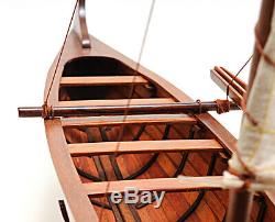 Hawaiian Outrigger Canoe Wooden Model 25 Waikiki Traditional Sailing Boat New