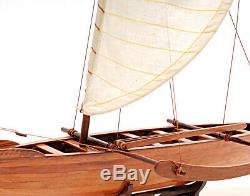 Hawaiian Outrigger Canoe Wooden Model 25 Waikiki Traditional Sailing Boat New