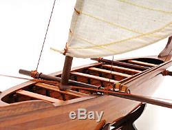 Hawaiian Outrigger Canoe Wooden Model 25 Waikiki Traditional Sailing Boat New