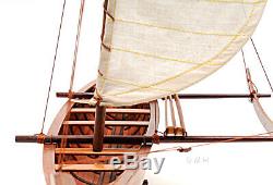 Hawaiian Outrigger Canoe Wooden Model 25 Waikiki Traditional Sailing Boat New