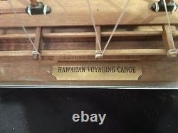 Hawaiian Voyaging Outrigger Canoe Koa Wood Model Traditional Sailing Boat/Case