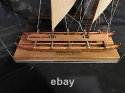 Hawaiian Voyaging Outrigger Canoe Koa Wood Model Traditional Sailing Boat/Case