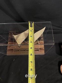 Hawaiian Voyaging Outrigger Canoe Koa Wood Model Traditional Sailing Boat/Case