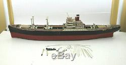 Huge 50 Vtg Mid Century Wood Model Ship American Scout Cargo Boat (4 REPAIR)