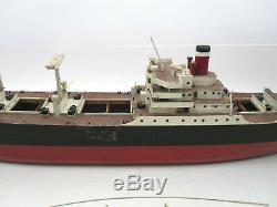 Huge 50 Vtg Mid Century Wood Model Ship American Scout Cargo Boat (4 REPAIR)