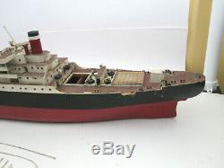 Huge 50 Vtg Mid Century Wood Model Ship American Scout Cargo Boat (4 REPAIR)