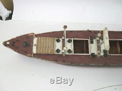 Huge 50 Vtg Mid Century Wood Model Ship American Scout Cargo Boat (4 REPAIR)