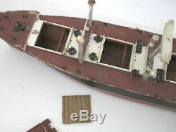Huge 50 Vtg Mid Century Wood Model Ship American Scout Cargo Boat (4 REPAIR)