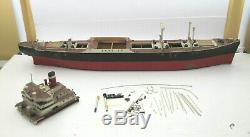 Huge 50 Vtg Mid Century Wood Model Ship American Scout Cargo Boat (4 REPAIR)