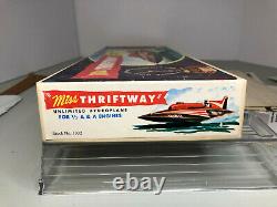 IN BOX Vintage DUMAS Boat Model Kit MISS THRIFTWAY Mahogany Wood Hydroplane