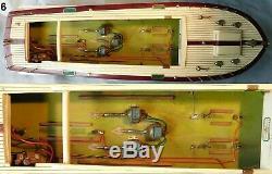 ITO KING JAPAN MODEL 3 MOTOR TOY WOOD BOAT with OEM FITTINGS LIGHTS BATTERY K&O