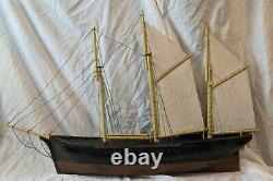 Incredible ANTIQUE Wood CLIPPER SHIP WEATHERVANE Model Pond Yacht Boat 43x 27