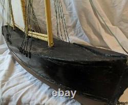 Incredible ANTIQUE Wood CLIPPER SHIP WEATHERVANE Model Pond Yacht Boat 43x 27