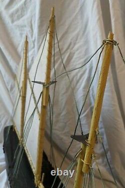 Incredible ANTIQUE Wood CLIPPER SHIP WEATHERVANE Model Pond Yacht Boat 43x 27