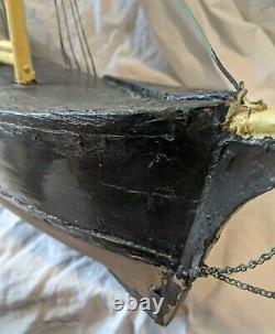 Incredible ANTIQUE Wood CLIPPER SHIP WEATHERVANE Model Pond Yacht Boat 43x 27