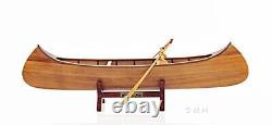Indian Girl' Model DISPLAY CANOE, Wooden Rowing Boat Nautical Decor Collectible