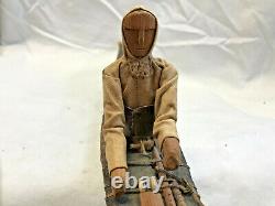Inuit Eskimo Handmade Wood Stitched Skin Kayak Model Fisherman Boat Antique