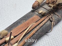 Inuit Eskimo Handmade Wood Stitched Skin Kayak Model Fisherman Boat Antique