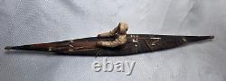 Inuit Eskimo Handmade Wood Stitched Skin Kayak Model Fisherman Boat Antique