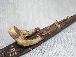 Inuit Eskimo Handmade Wood Stitched Skin Kayak Model Fisherman Boat Antique