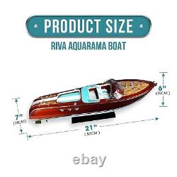 Italian Riva Aquarama Wooden Spead Boat 21'' Handmade Christmas Gift Luxury Home
