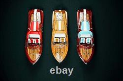 Italian Riva Aquarama Wooden Spead Boat 21'' Handmade Christmas Gift Luxury Home