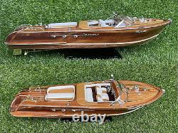Italian Speed Boat Ship Wooden Model 21 52Cm Luxury Handmade Home Desk Display