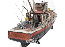 JAWS ORCA 3 FOOT Model Boat With QUINT Statue Wood Lobster Ship Museum Quality