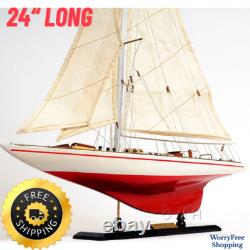 J-Class America's Cup ENDEAVOUR BOAT MODEL Wood Yacht Sailboat Nautical Decor