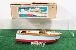 Japanese Bat Op Wooden Scale Model Boat New 1950's Boxed Vintage