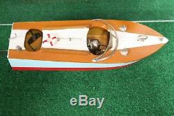 Japanese Bat Op Wooden Scale Model Boat New 1950's Boxed Vintage