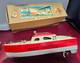 Japanese Rico Port Patrol Battery Operated Wooden Model Boat Toy Box Japan