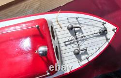 Japanese Rico Port Patrol Battery Operated WOODEN MODEL BOAT TOY Box Japan