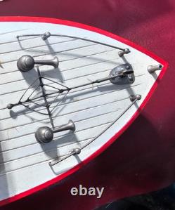 Japanese Rico Port Patrol Battery Operated WOODEN MODEL BOAT TOY Box Japan