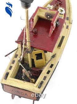 Jaws Orca Wooden Ship Model Shark Fishing Boat Pre-Assembled Antique Finish Deco