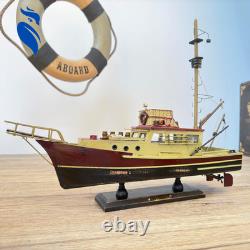Jaws Orca Wooden Ship Model Shark Fishing Boat Pre-Assembled Antique Finish Deco