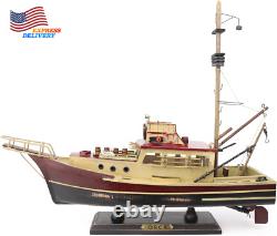 Jaws Orca Wooden Ship Model Shark Fishing Boat Pre-Assembled Antique Finish NEW
