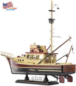 Jaws Orca Wooden Ship Model Shark Fishing Boat Pre-Assembled Antique Finish NEW