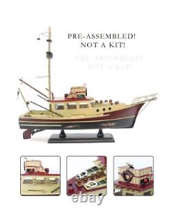 Jaws Orca Wooden Ship Model Shark Fishing Boat Pre-Assembled Antique Finish S