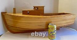 LARGE Antique Fishing Boat 29 L x 11 W Hand Built Wooden Model Ship Assembled