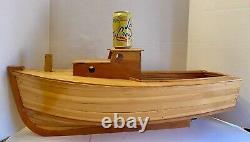 LARGE Antique Fishing Boat 29 L x 11 W Hand Built Wooden Model Ship Assembled