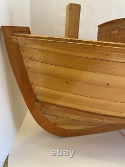 LARGE Antique Fishing Boat 29 L x 11 W Hand Built Wooden Model Ship Assembled