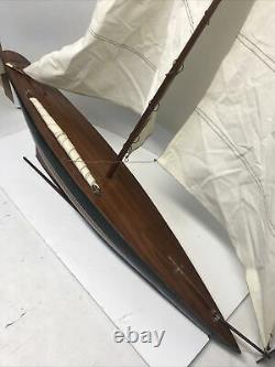 LARGE Vintage hollow wood boat pond yacht Display Ship Sailboat model- 36x41