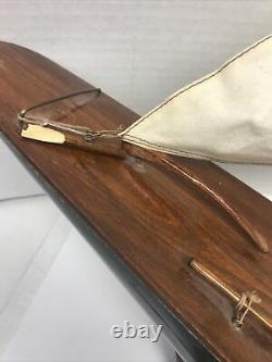 LARGE Vintage hollow wood boat pond yacht Display Ship Sailboat model- 36x41